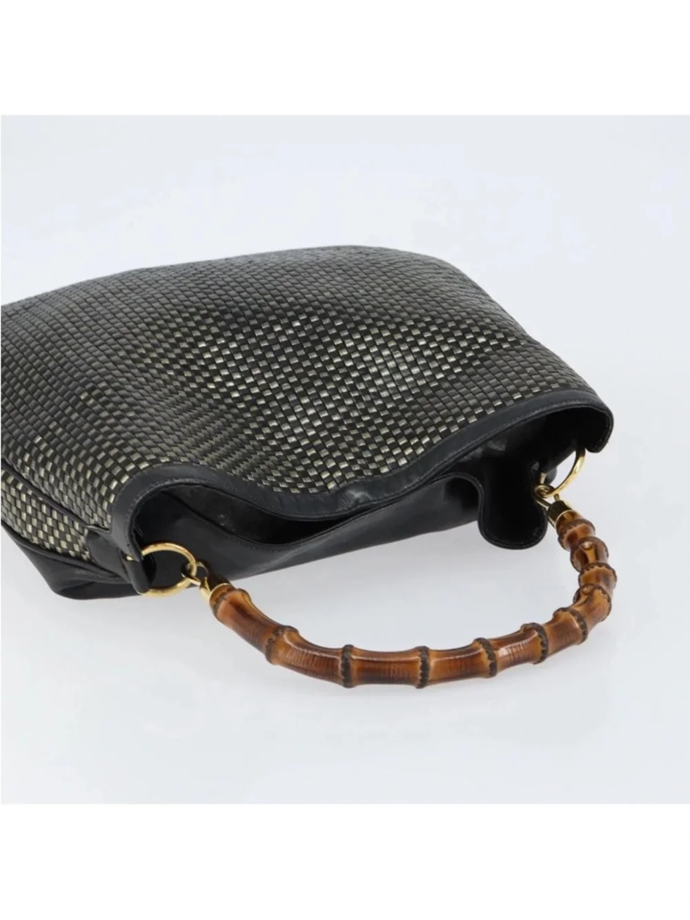 Gucci Bamboo Woven Leather Shoulder Bag - Rare - Picture 6 of 16